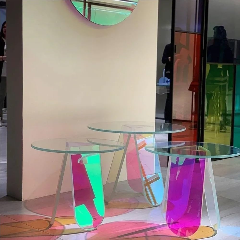 Acrylic End Table, Colorful Coffee Table, Modern Nightstand for Living Room, ...