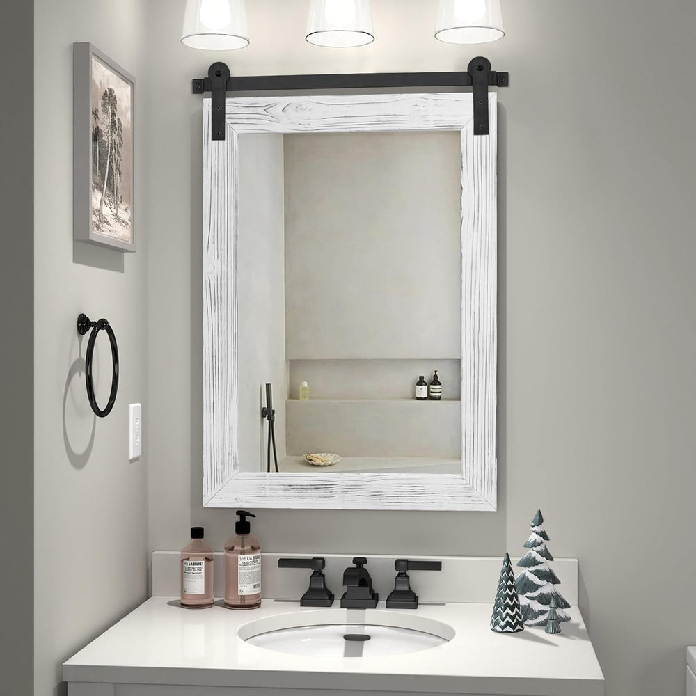 COGOOD Farmhouse Bathroom Mirrors for Over Sink - 30 x 22 White