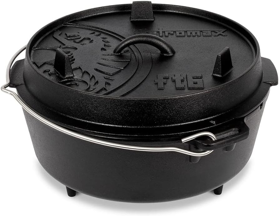 Petromax Cast Iron Dutch Oven for Cooking or Baking Outdoors Over a Campfire ...