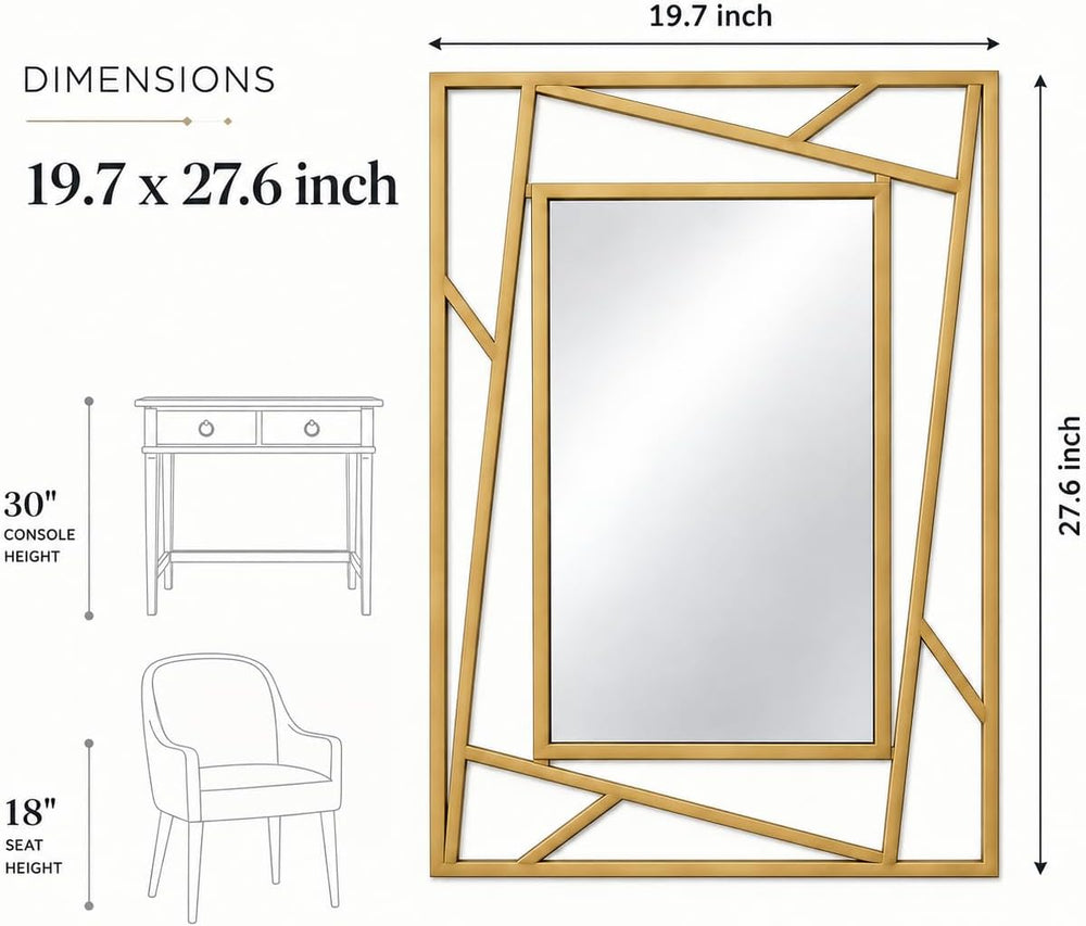 Brushed Gold Bathroom Mirror, 19.7''X27.6'' Rectangular Wall ...