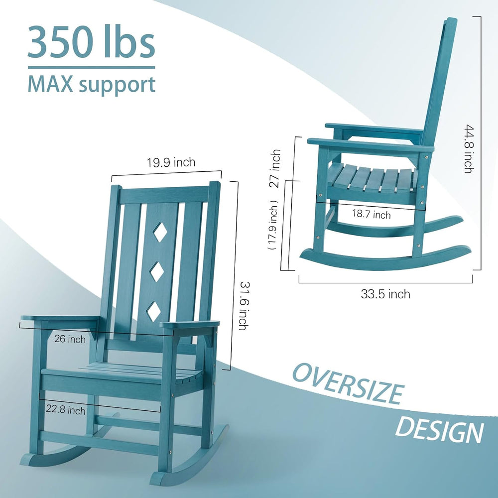 Oversized Outdoor Rocking Chair, Porch Rocker with High Back - Blue | All Wea...