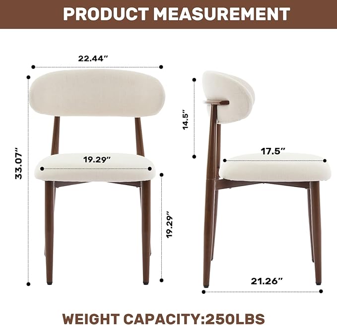 UVV Dining Chairs Set of 4, Metal Kitchen Chairs with Modern Fabric Upholster...
