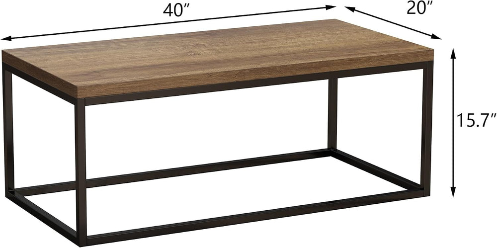 40" Dark Walnut Coffee Table, Extra Thick 1.2" Top, Medium Size