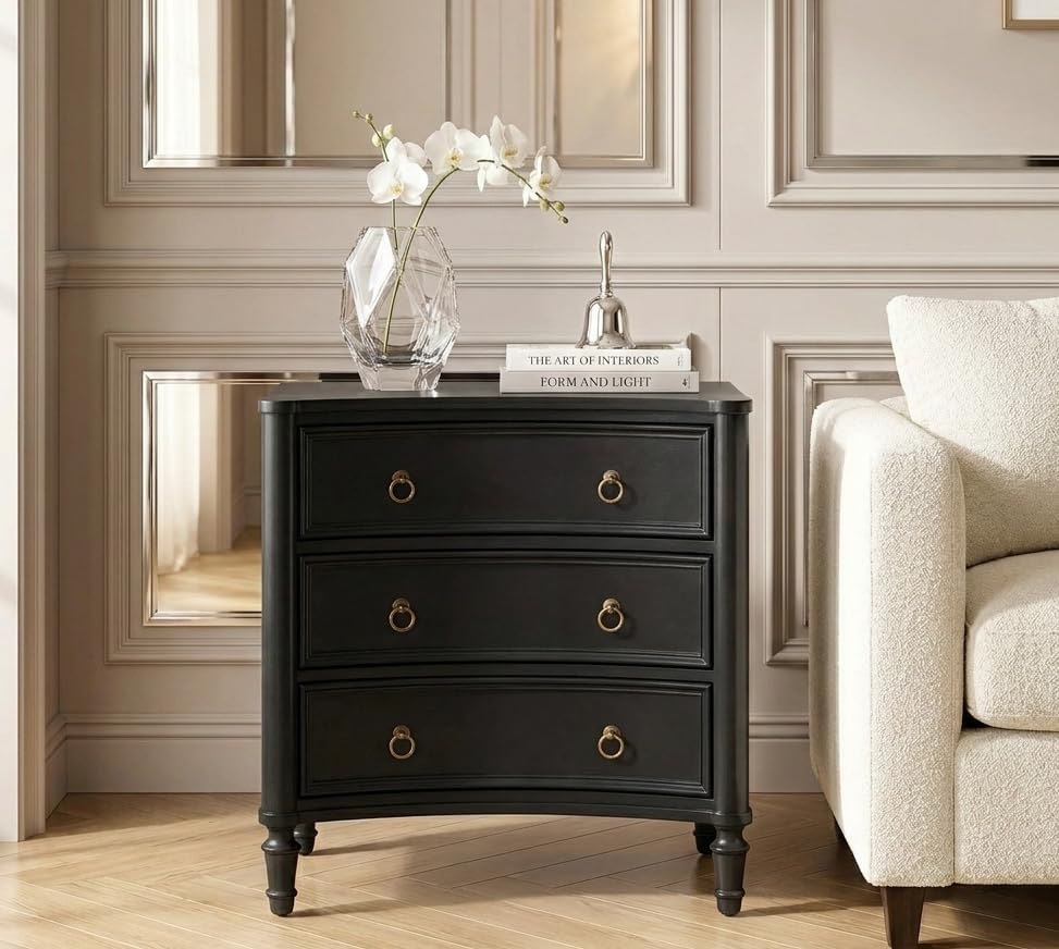 HULALA HOME 3 Drawer End Table with Charging Station, 26" Wide Endtable ...