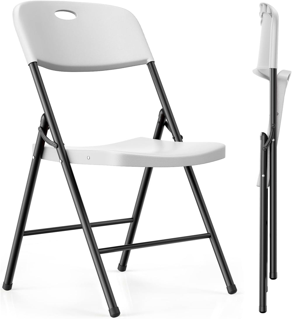 VTOY Heavy Duty Folding Chairs, 450 lbs Capacity Stackable Plastic Chairs, Du...