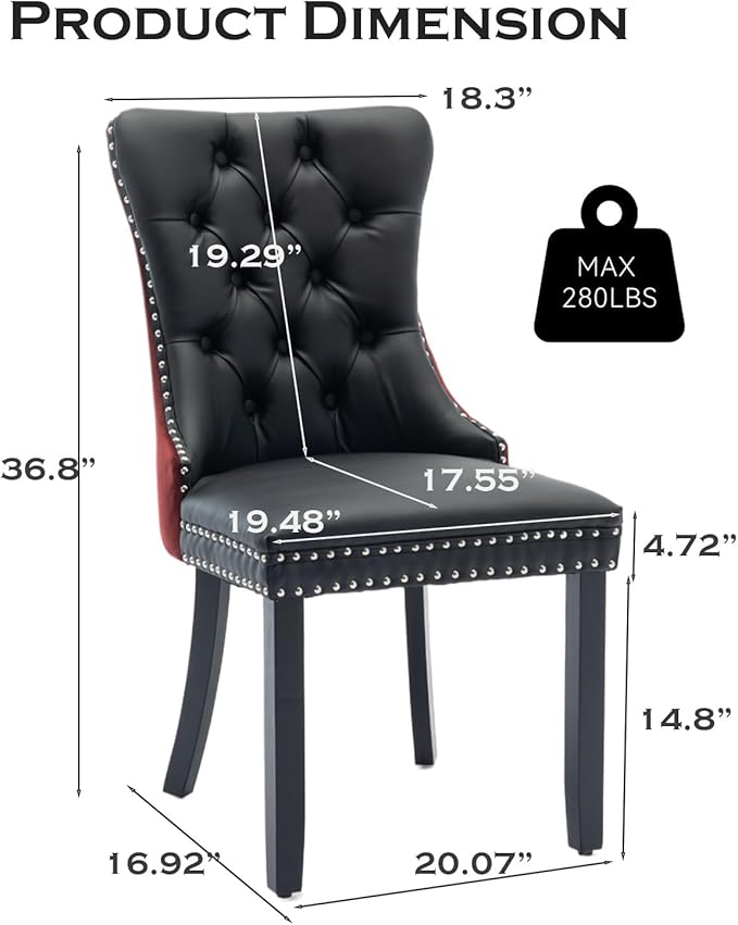 Leather Upholstered Dining Chairs Set of 6, Modern Style Kitchen Side Chairs ...