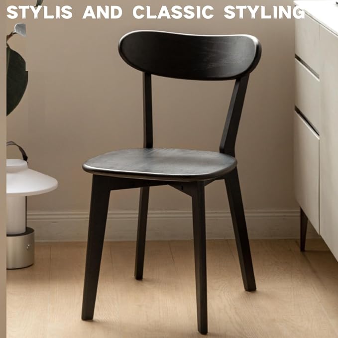 100% Solid Wood Dining Chairs,Mid Century Modern Dining Chairs with Rounded B...