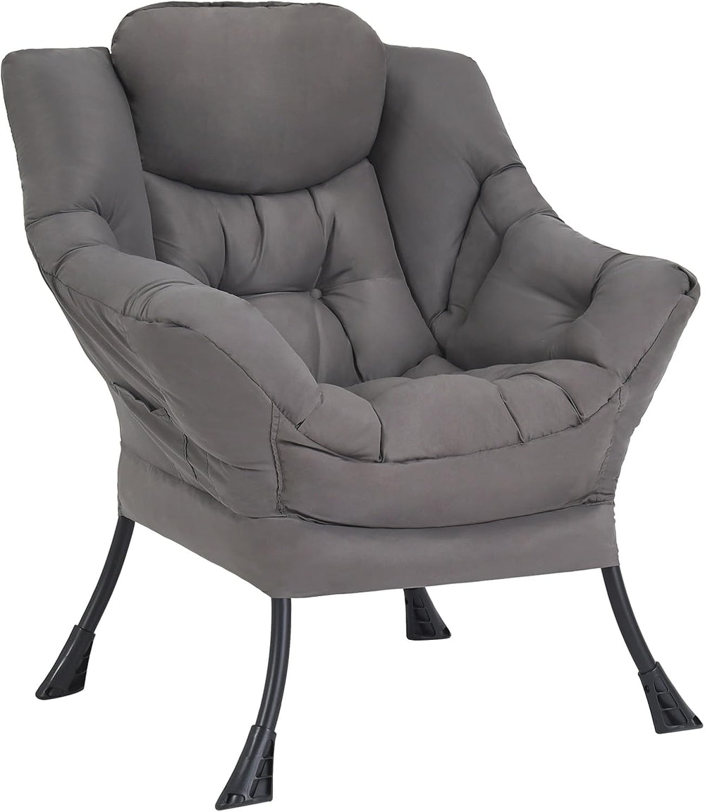 Welnow Lazy Chair for Adults,Modern Reading Accent Chair,Dark Grey Single