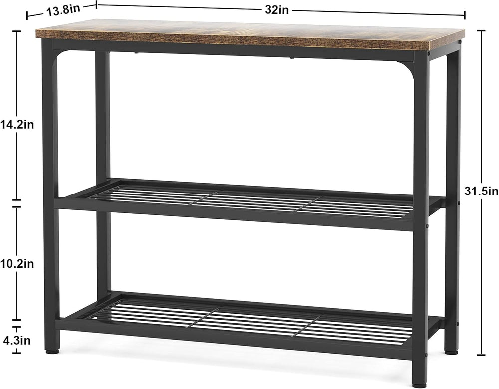 Ecoprsio Small Console Table, Sofa Table with Double Mesh Shelves, Industrial...