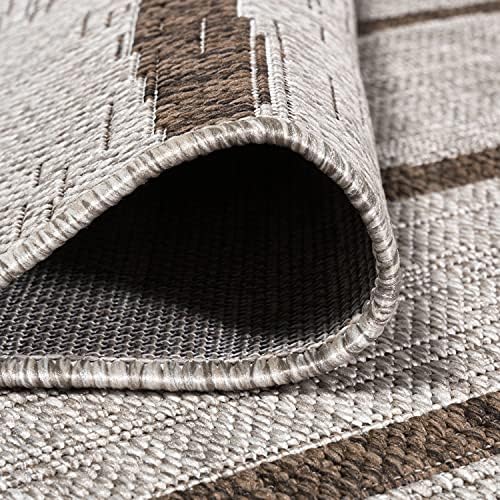 JONATHAN Y Berber Stripe Indoor Outdoor Area Rug 8X10 Beige/Brown, Colonia fo...