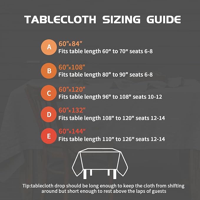 EVERLY 100% Yarn-Dyed Linen Rectangle Tablecloths 60x132Inches for Dining,Buf...