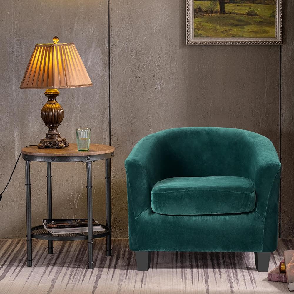Only Covers, 2 Pieces Velvet Tub Chair Covers with Cushion Cover, Removable S...