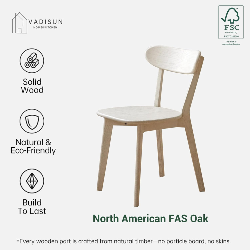 Oak Dining Chairs, Kitchen Chairs, 100% Solid Wood Modern Dinner Chair with C...