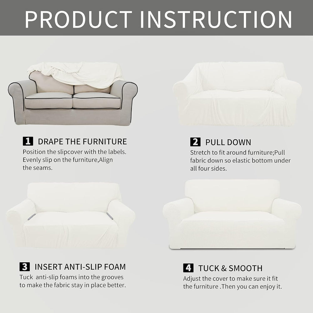 Easy-Going Stretch Chair Slipcover with Arm Washable Cream