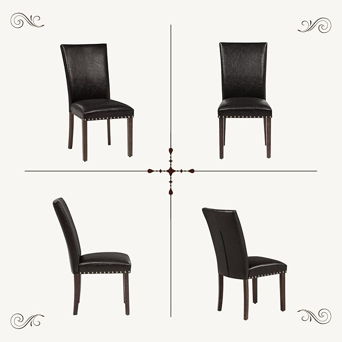 Furniliving Upholstered Dining Chairs Set of 2 - PU Leather Modern Farmhouse ...