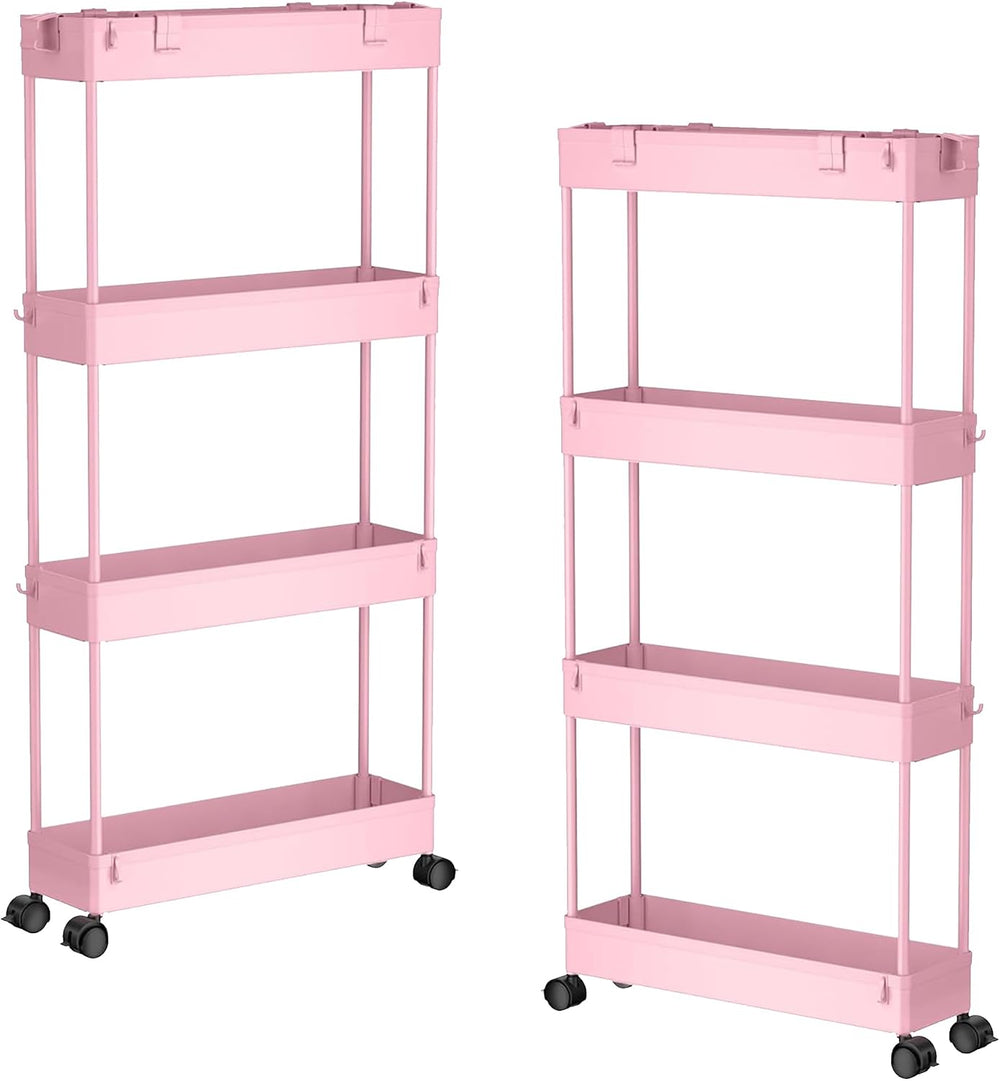 SPACELEAD 2-piece Set Slim Storage Cart 3 Tier, Bathroom Organizer Rolling