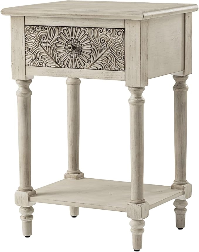 COSIEST Vintage Nightstand, MDF 2-Tier Bedside Table, Wood Accent End Table w...