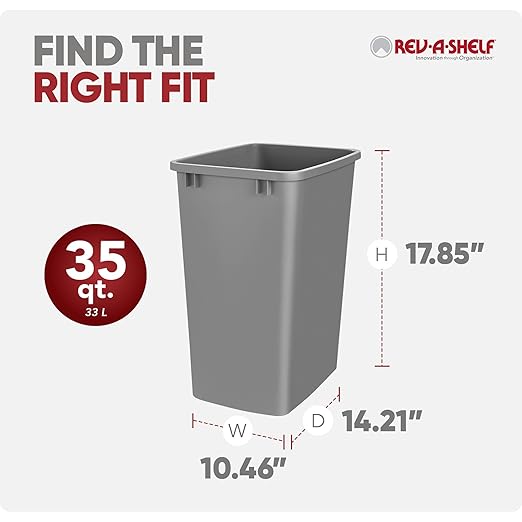 Rev-A-Shelf Polymer Replacement 35 Quart Trash Bin Recycle Waste Garbage