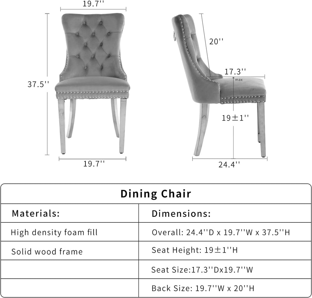 Black Velvet Dining Chairs Set of 8, Tufted Kitchen & Dining Room Chairs ...
