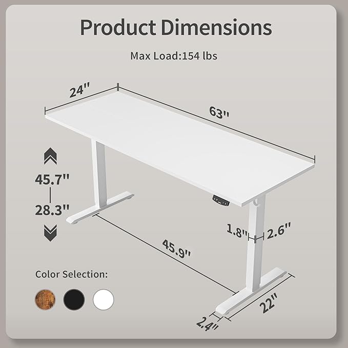 Agilestic Electric Standing Desk, Large 63 x 24 Inches Height Adjustable Desk...