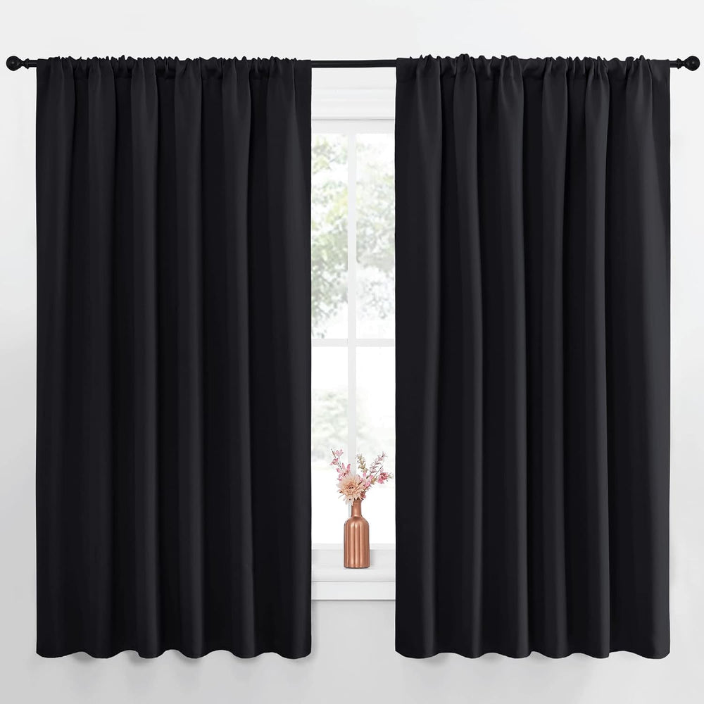 NICETOWN Black Blackout Curtains for Bedroom 70" Wide x 63" Long 2 ...