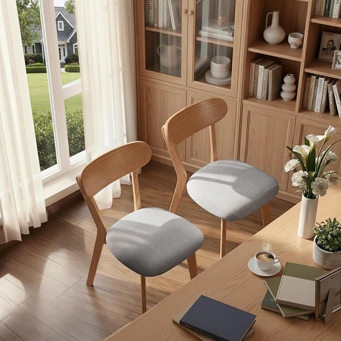 100% Solid Wood Dining Chairs,Mid Century Modern Dining Chairs with Upholster...