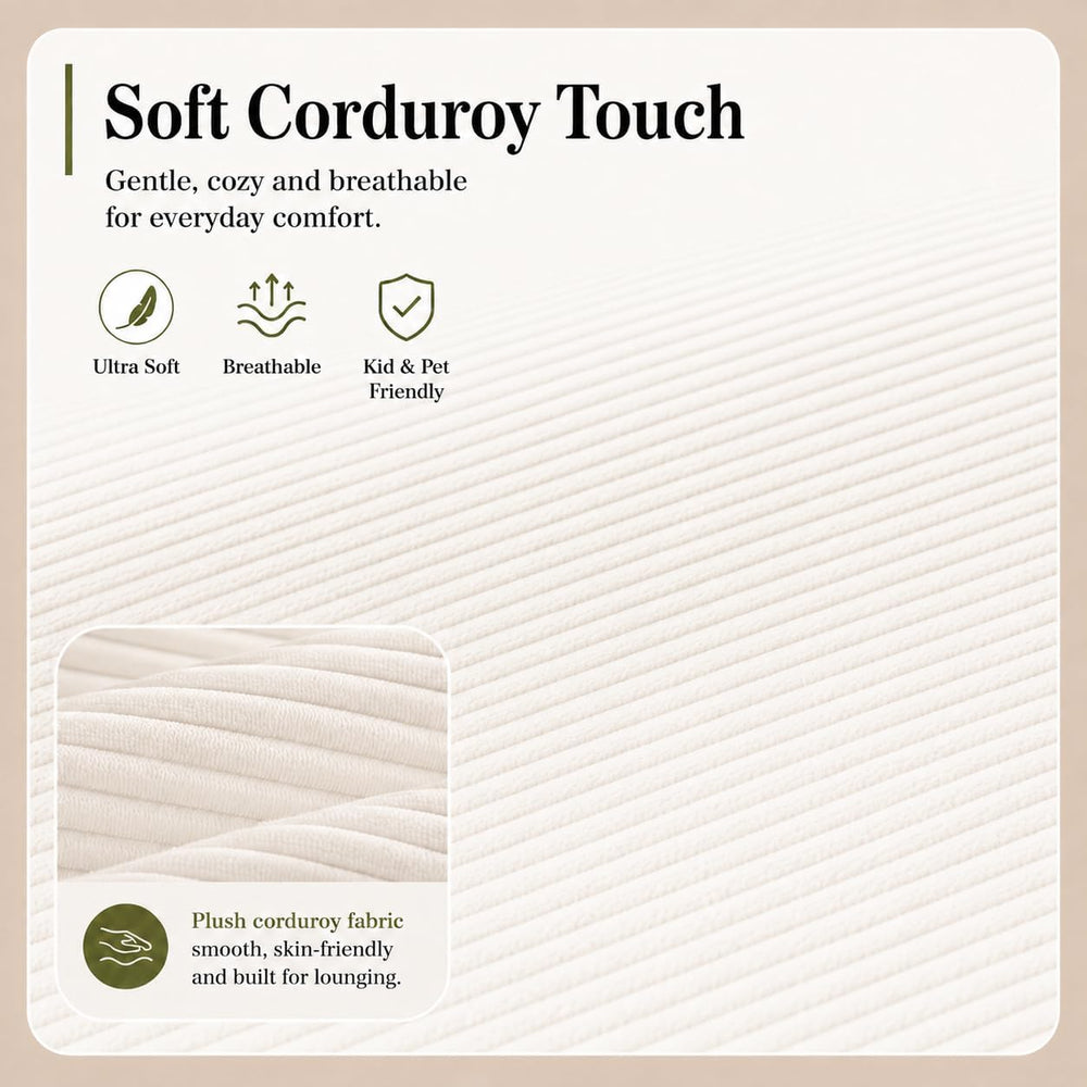 Folding Sofa Bed Convertable Corduroy Couch King Size Floor Sleeper 4-in-1 DI...