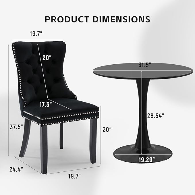 SoarFlash Kitchen Table and Chairs for 2, 31.5" Dining Table Set for 2 w...