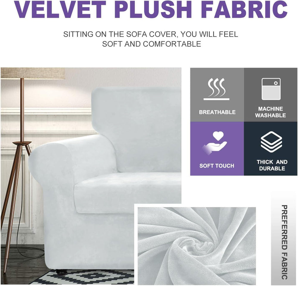 ZNSAYOTX Luxury Velvet Chair Slipcovers with Arm 2 Piece Stretch Chair Covers...