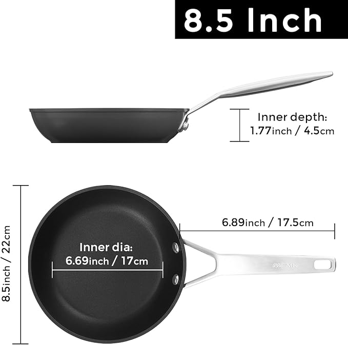 MsMk Small Egg Pan,8 1/2 inch Titanium and Ceramic Nonstick Omelette Pan,Small