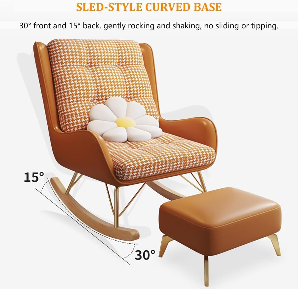 Oversized Rocking Chair with Cushion, Modern Accent Rocking Chair with PU and...