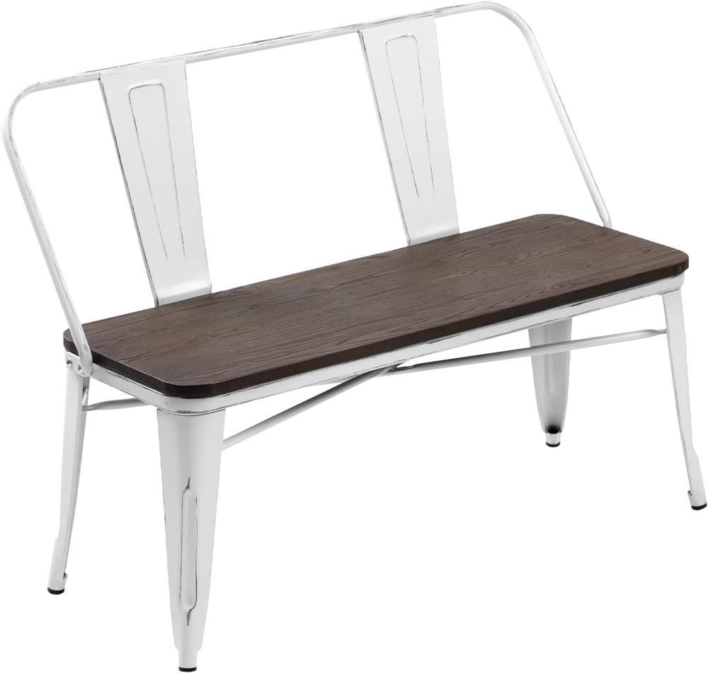 YOLENY Dining Bench, Entryway Bench with Back, Farmhouse Metal Dining Bench, ...