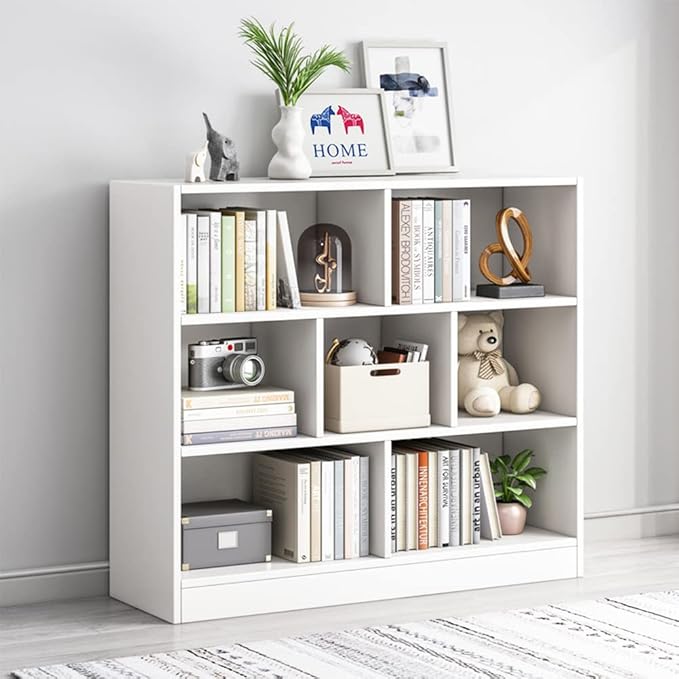 IOTXY Open Shelf Low Bookcase - Wooden 3-Tier Floor Standing Display Cabinet ...