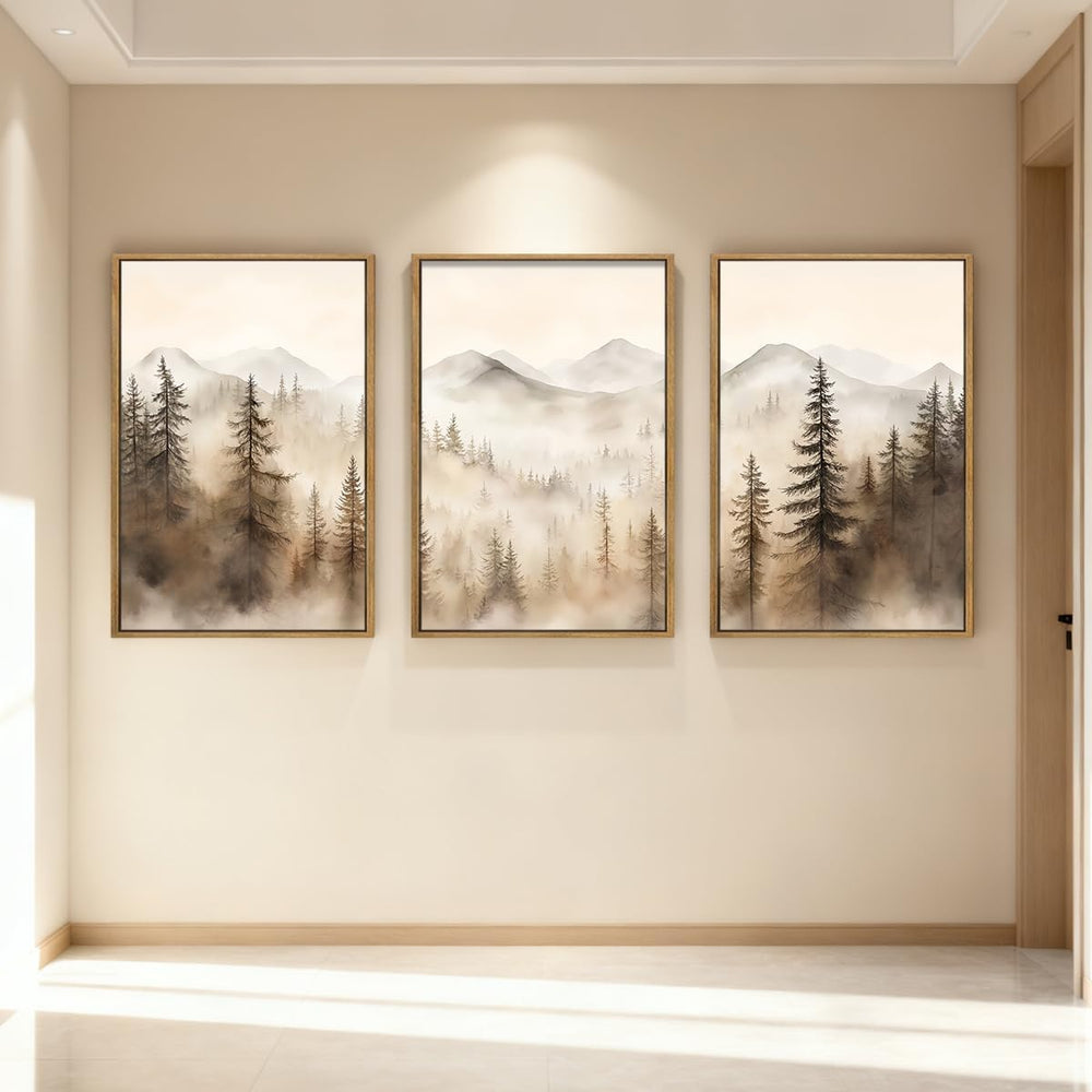 IARTTOP Extra Large Mountain Canvas Wall Art 24x36 Inch Framed Forest Woodlan...