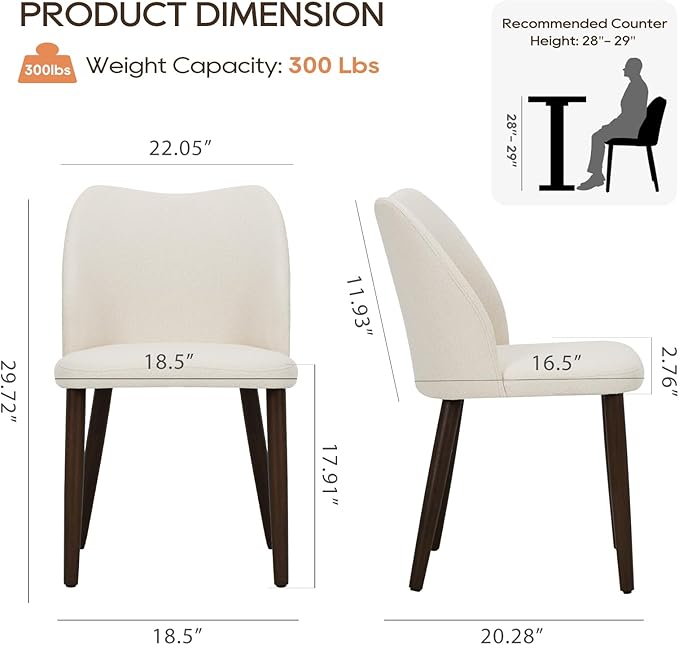 COLAMY Upholstered Dining Chairs Set of 2, Modern Fabric Dining Room Kitchen ...