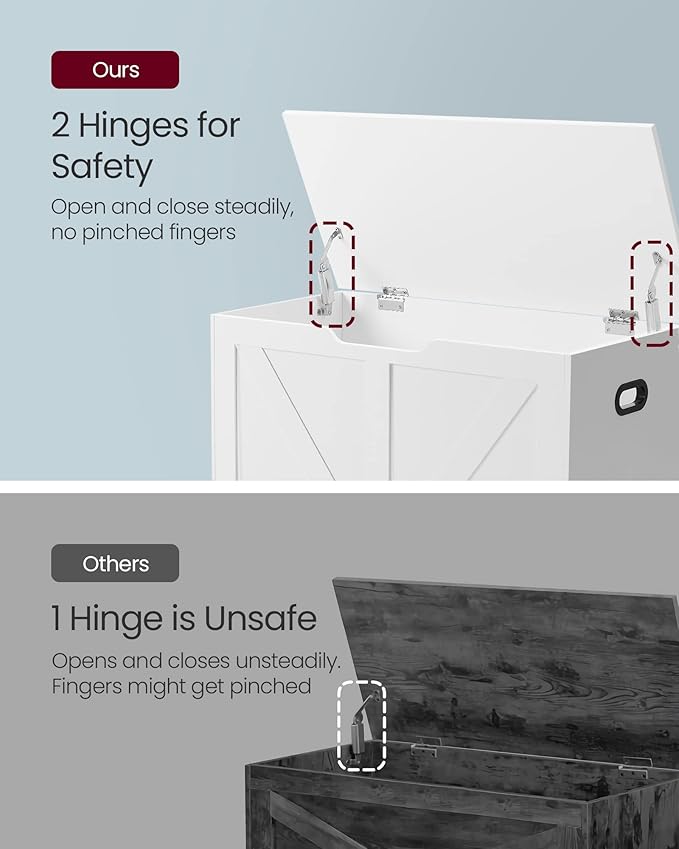 VASAGLE Storage Chest, Storage Trunk with 2 Safety Hinges, Storage Bench, Sho...