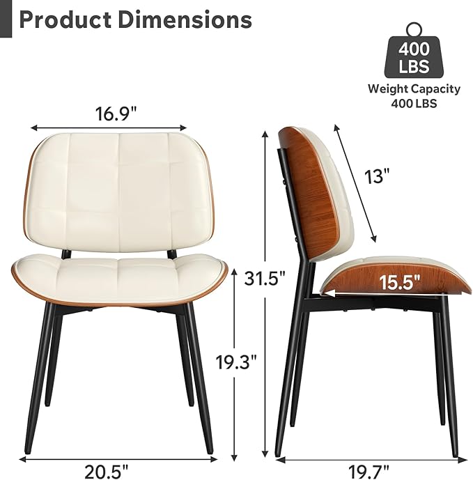 Dining Chairs Set of 6, Mid Century Modern Dining Room Chair with Thick Cushi...