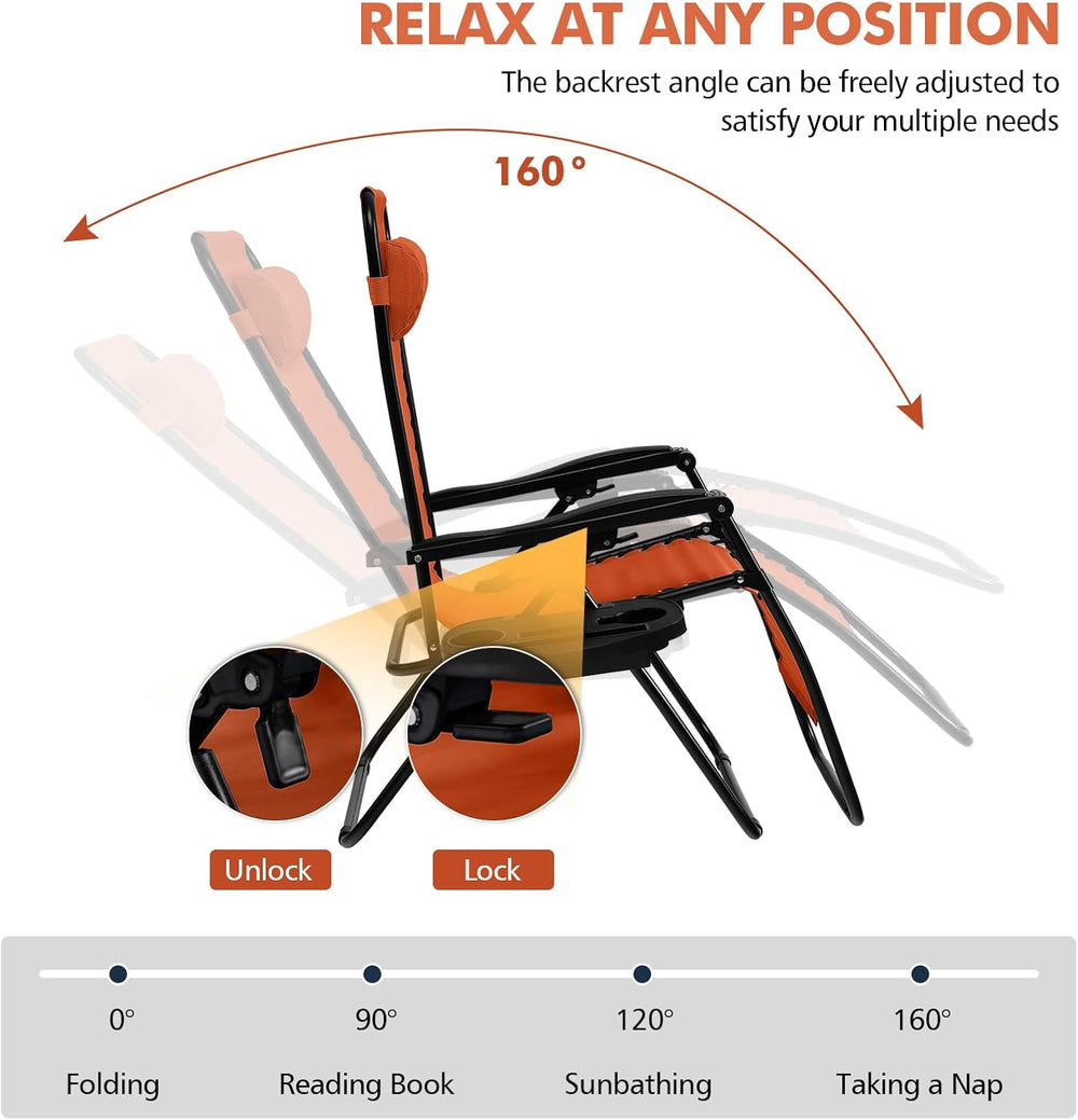 Tangkula Zero Gravity Chair, Folding Patio Lounge Chair Adjustable Outdoor Re...