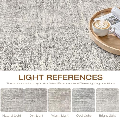LOONGRUG 8x10 Area Rugs Washable Neutral Modern Living Room Rug Brown Gray
