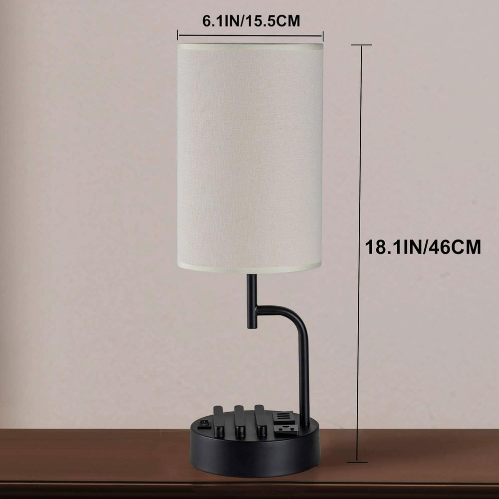 Dreamholder Table Lamp with 3 USB Charging Ports, Modern Desk Lamp with AC Ou...