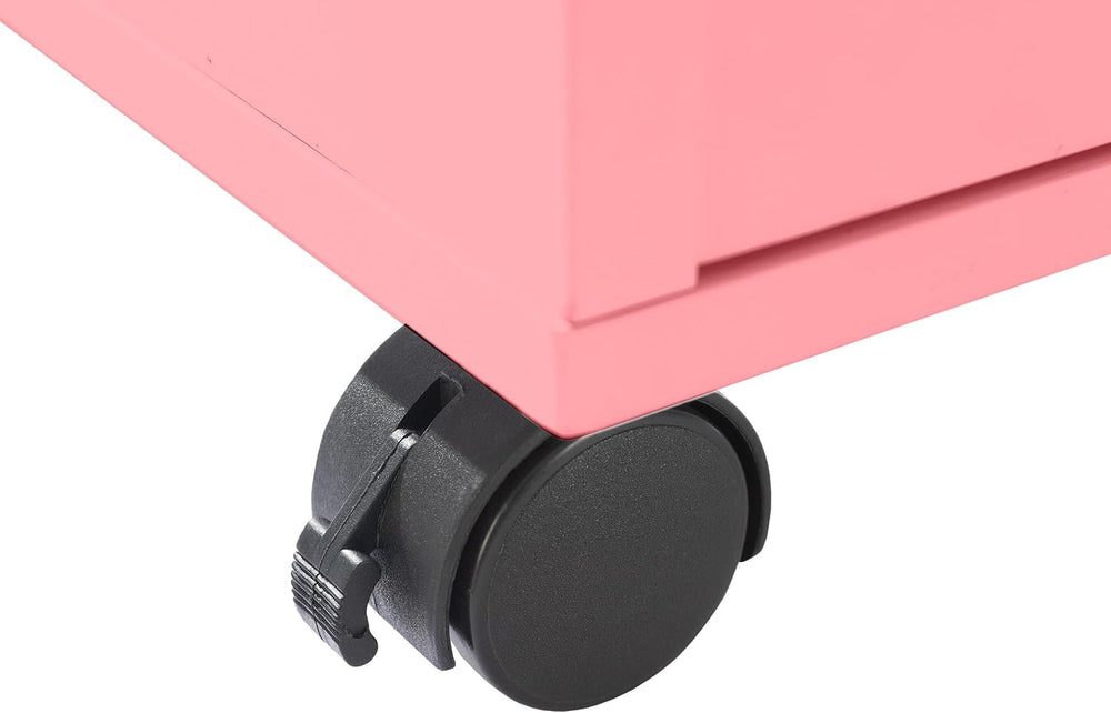 Lavish Home 2-Drawer Wooden File Cabinet with Lock, Pink, 16” x 27” | Rolling...