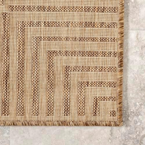 nuLOOM Asha Light Brown Bordered Indoor/Outdoor Area Rug, 8' x 10'