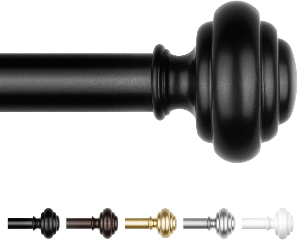 KAMANINA Black Curtain Rods for Windows 72-144 Inches Heavy Duty