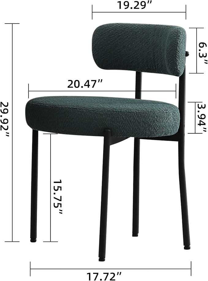 DYHOME Boucle Dining Chairs Set of 4, Upholstered Kitchen Dining Room Chairs,...