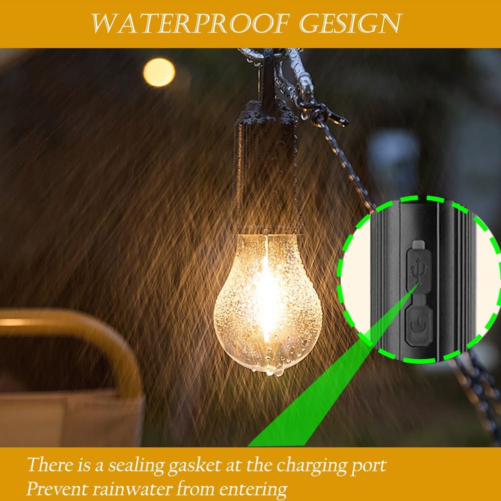 5Pack Solar Camping Lights Rechargeable Bulbs Hanging Tent Lantern Warm