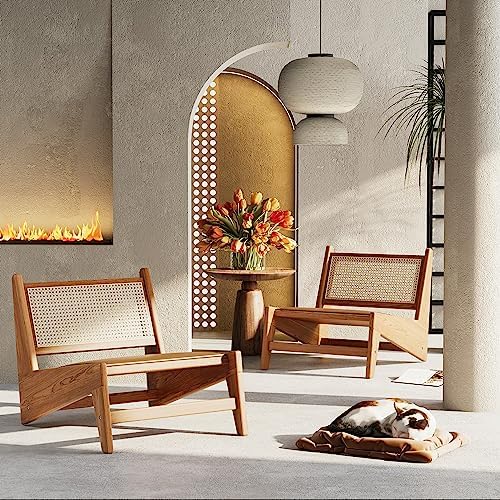 HAOBO Home Rattan Chair Mid Century Modern Accent Chair for Reading Living Ro...
