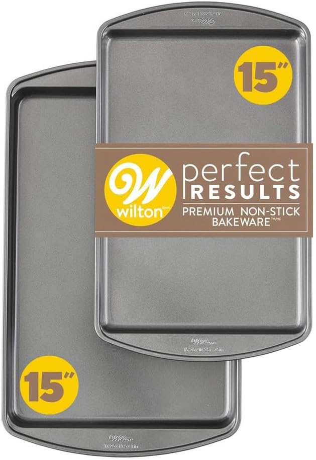Wilton Perfect Results Nonstick Medium 15 x 10 in Cookie Baking Sheets Set (2...