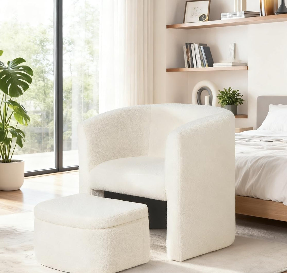 MALOL Mid-Century Velvet Living Room Chair with Storage Ottoman, Space-Saving...