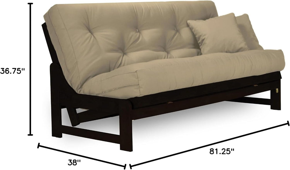 Nirvana Futons Arden Dark Espresso (Near Black) Futon Set Queen Size - Armles...