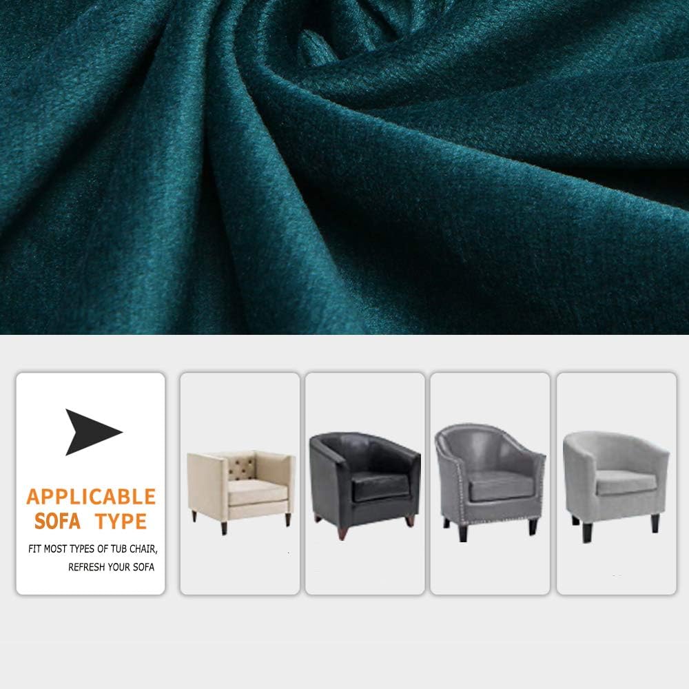 Only Covers, 2 Pieces Velvet Tub Chair Covers with Cushion Cover, Removable S...